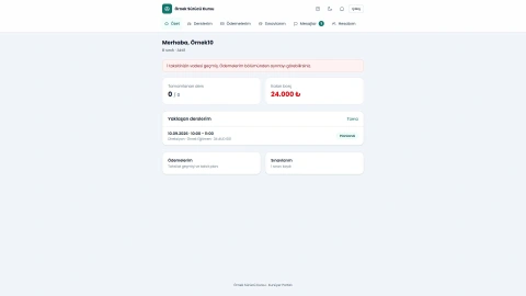 Öğrenci portalı ekran görüntüsü